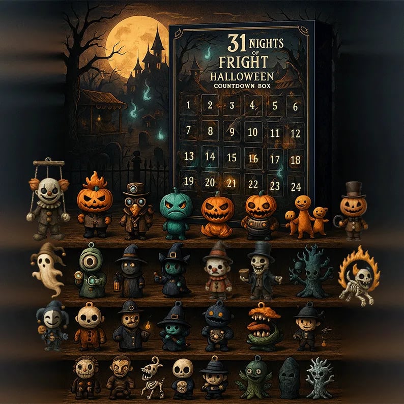 🔥🎃31 Nights of Fright – Halloween Countdown Box with Figurines