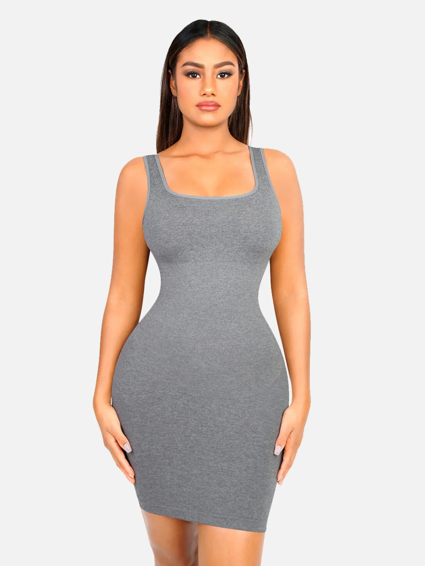 Vestido Moldeador Corto de Escote Cuadrado Sin Costuras
