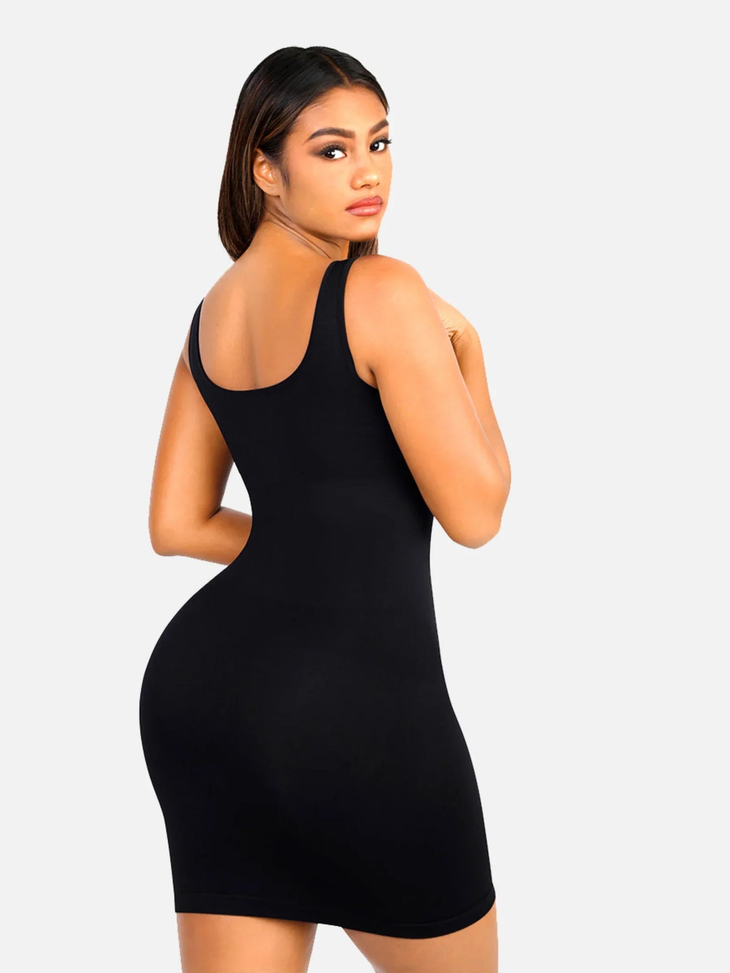 Vestido Moldeador Corto de Escote Cuadrado Sin Costuras