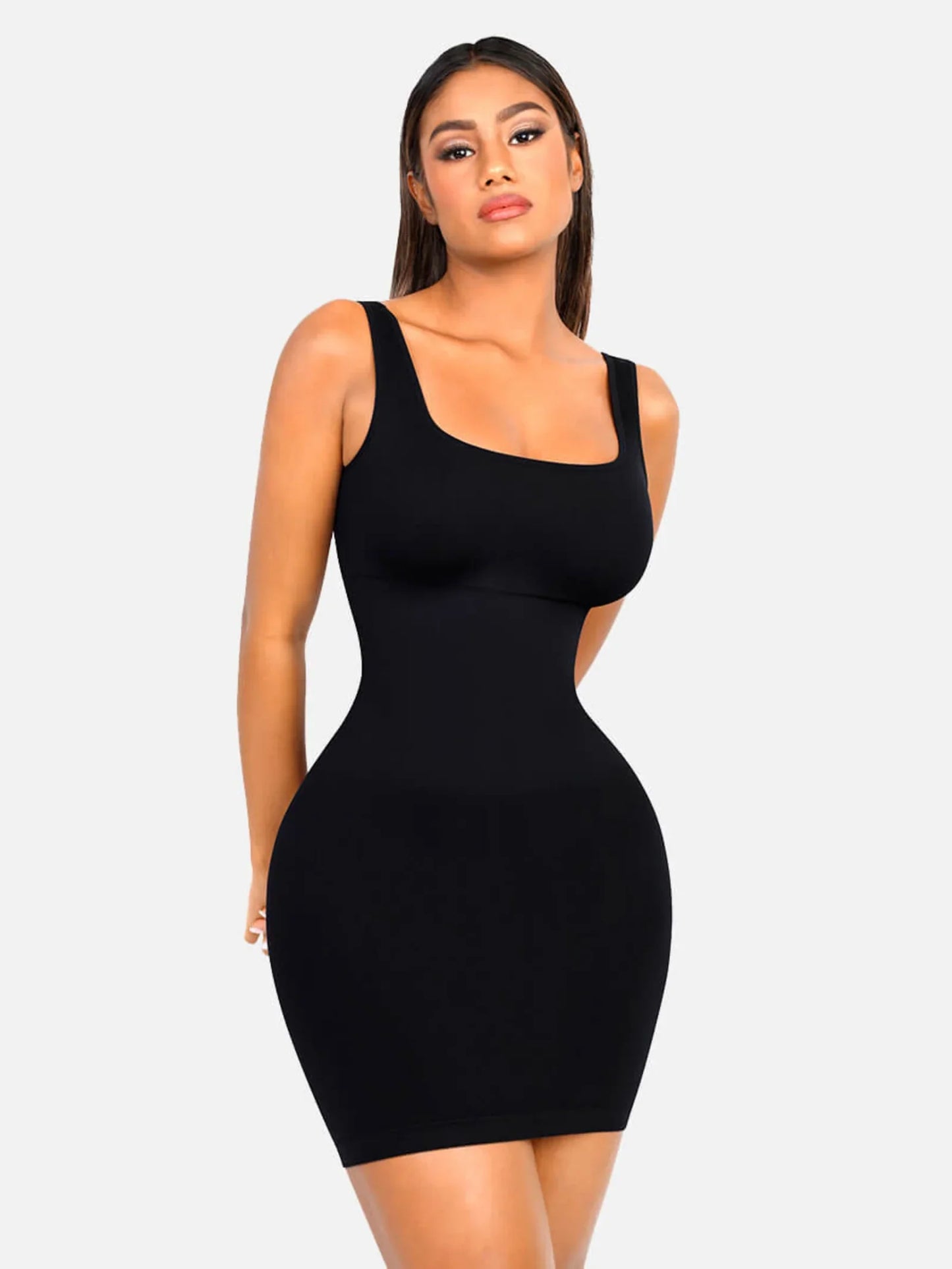 Vestido Moldeador Corto de Escote Cuadrado Sin Costuras