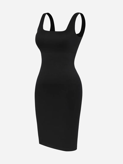 Vestido Moldeador Corto de Escote Cuadrado Sin Costuras