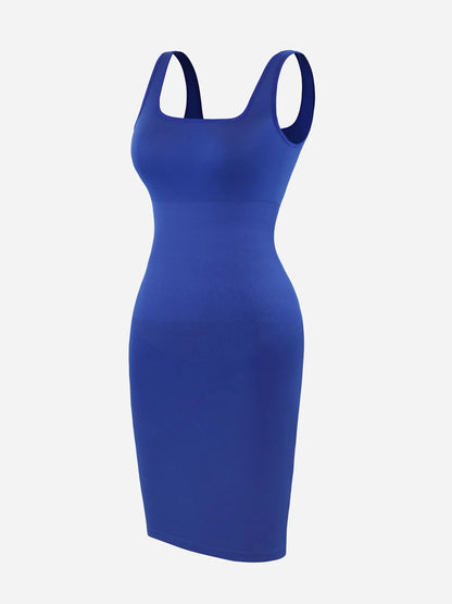 Vestido Moldeador Corto de Escote Cuadrado Sin Costuras