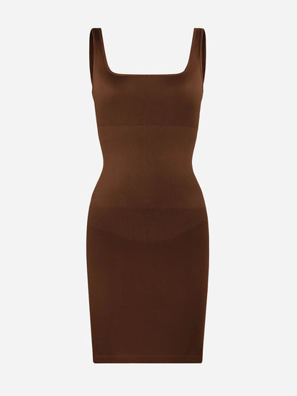 Vestido Moldeador Corto de Escote Cuadrado Sin Costuras