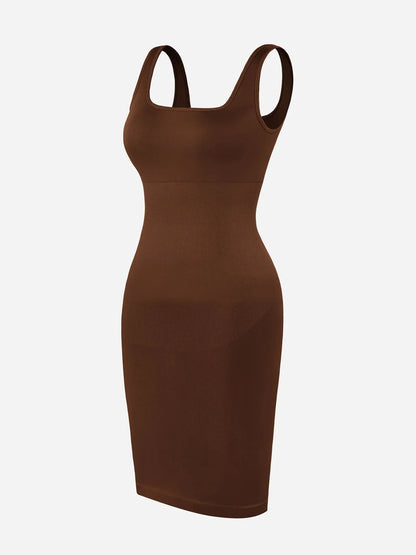 Vestido Moldeador Corto de Escote Cuadrado Sin Costuras