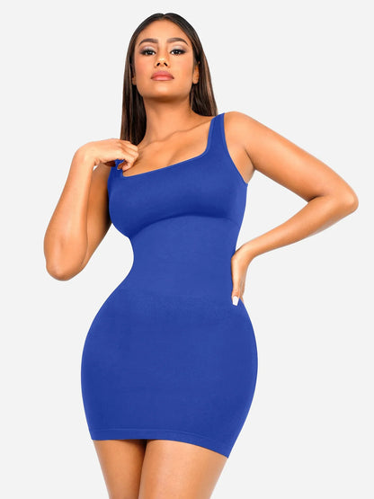 Vestido Moldeador Corto de Escote Cuadrado Sin Costuras