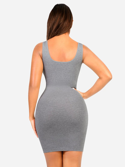 Vestido Moldeador Corto de Escote Cuadrado Sin Costuras