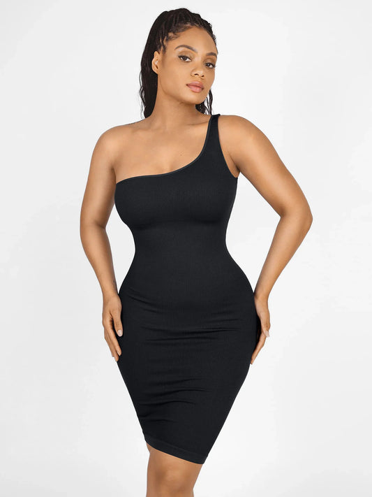 Vestido Moldeador Midi De Un Solo Hombro