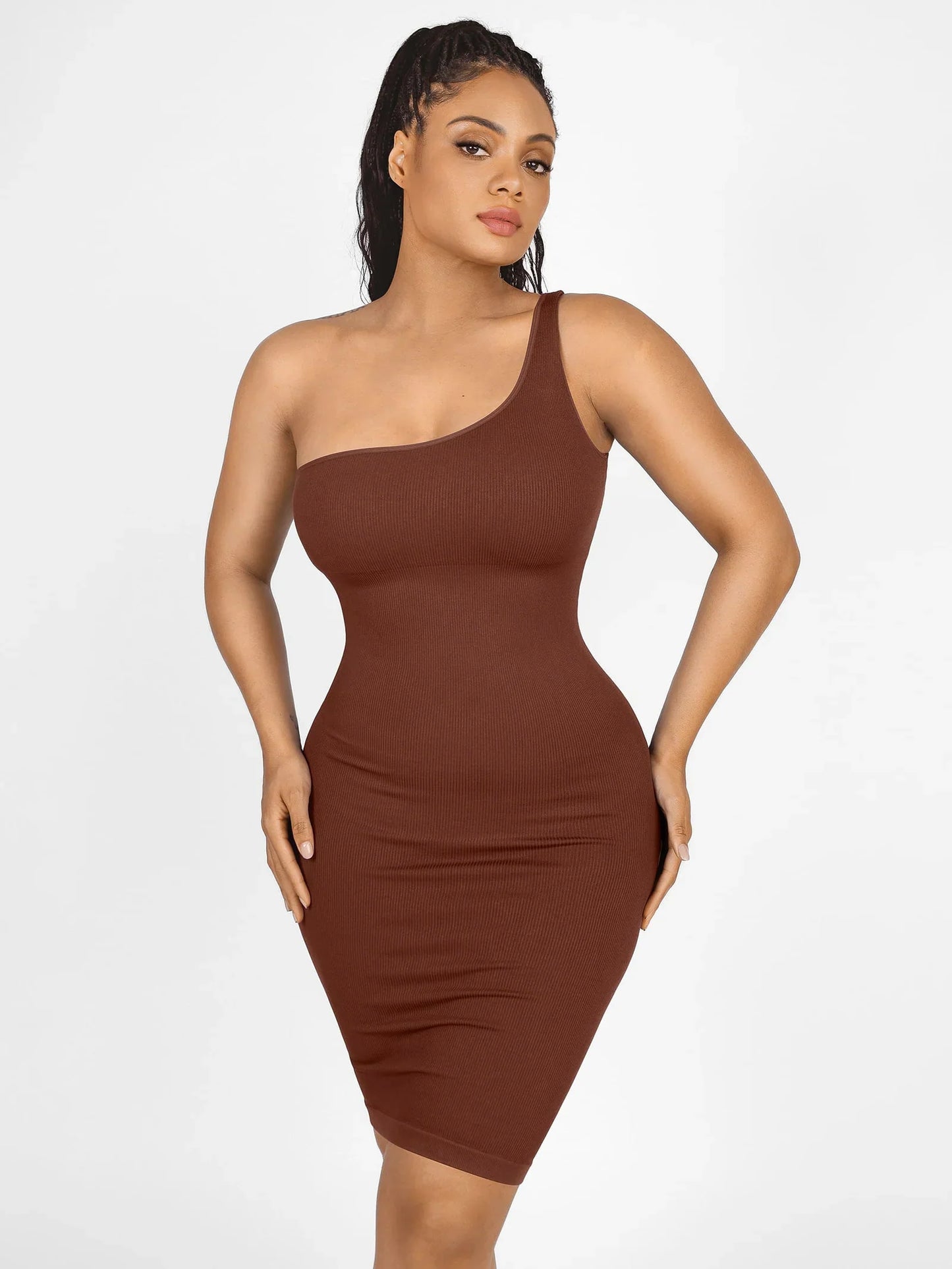 Vestido Moldeador Midi De Un Solo Hombro