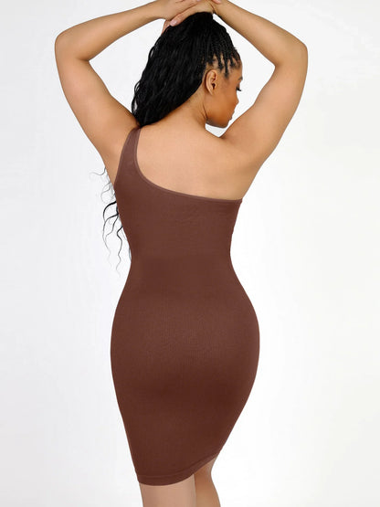 Vestido Moldeador Midi De Un Solo Hombro