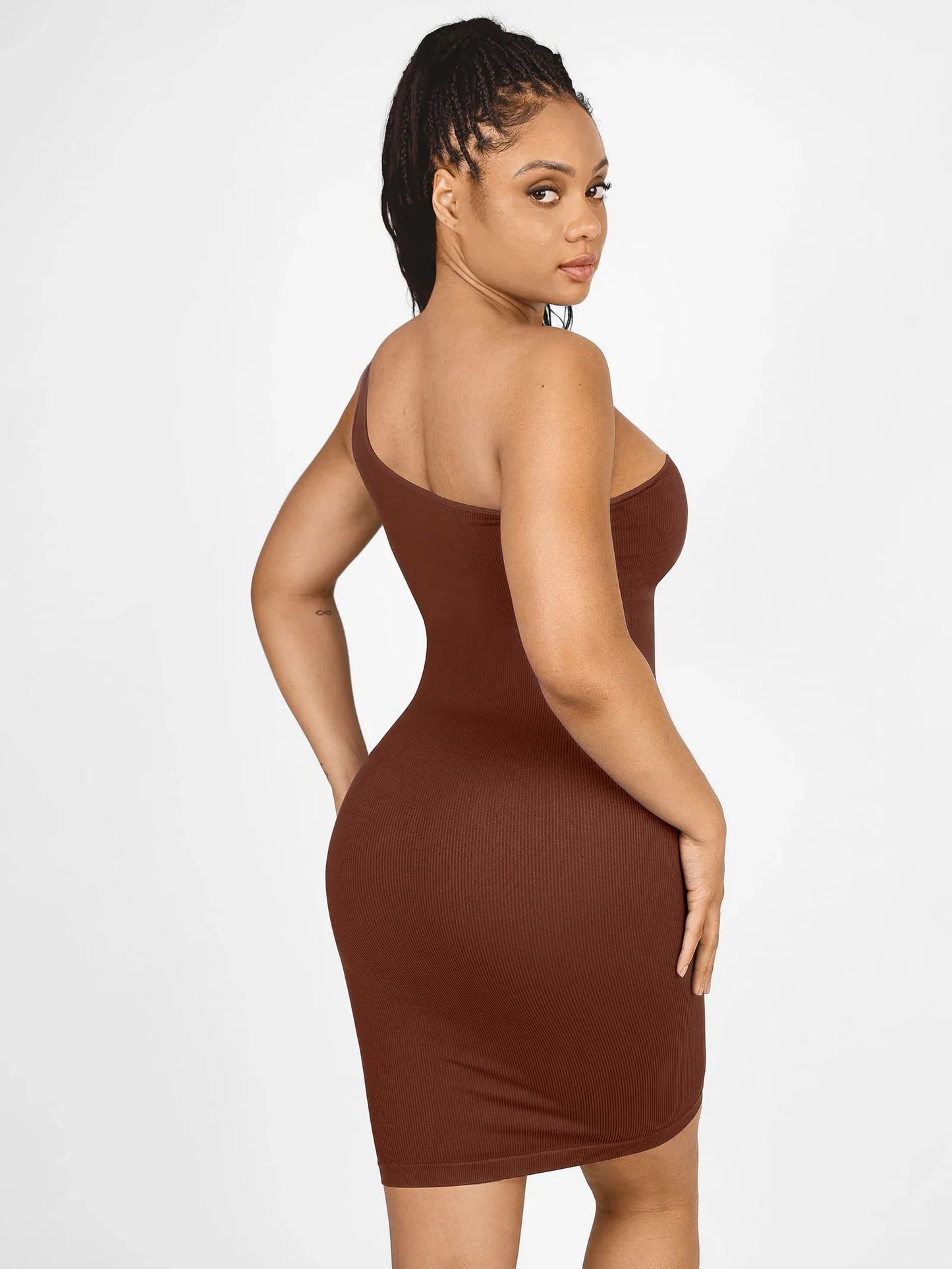 Vestido Moldeador Midi De Un Solo Hombro